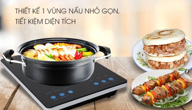 Bếp hồng ngoại Midea có thiết kế 1 vùng nấu nhỏ gọn