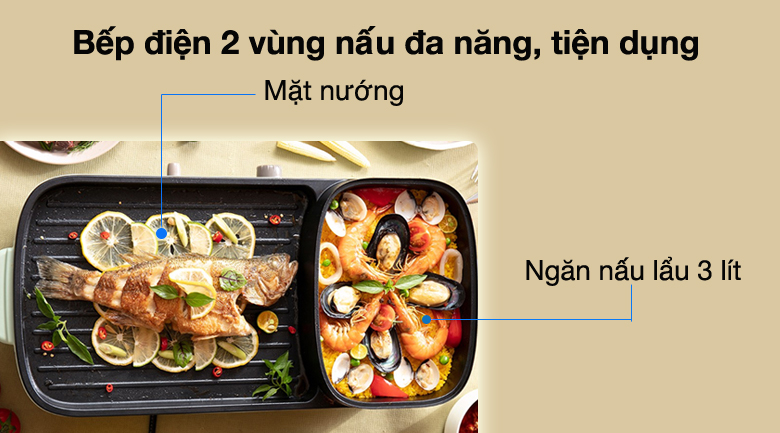 Bếp lẩu nướng Bear sử dụng đa năng, tiện lợi với các khay, ngăn nấu độc lập