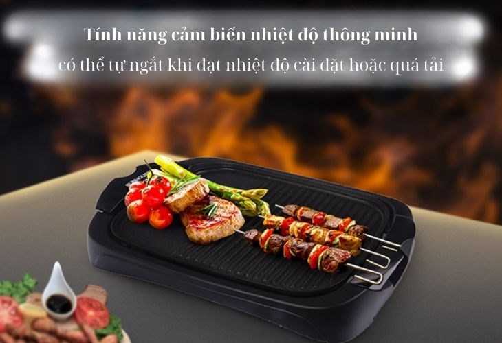 Tính năng cảm biến nhiệt độ của bếp nướng điện Sunhouse SHD4602 có thể tự ngắt nhiệt khi quá tải