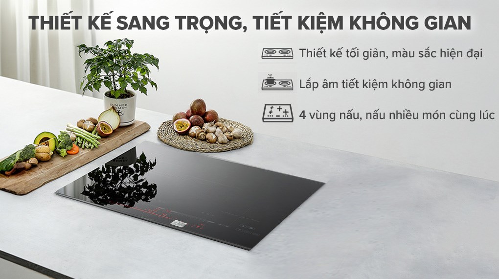 Bếp từ 4 vùng nấu lắp âm Bosch PXE875DC1E thiết kế lắp âm sang trọng, phù hợp với mọi không gian bếp