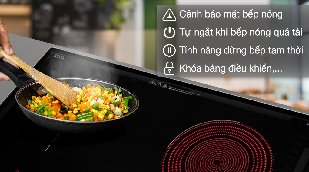 Bếp từ hồng ngoại lắp âm Hafele HC-H7321B được tích hợp chức năng khóa bảng điều khiển hữu ích cho gia đình có trẻ nhỏ