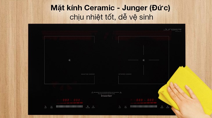 Mặt bếp từ hồng ngoại lắp âm Junger SIS-66 làm từ kính Ceramic - Junger có khả năng chống trầy xước cao và dễ dàng vệ sinh sau khi sử dụng