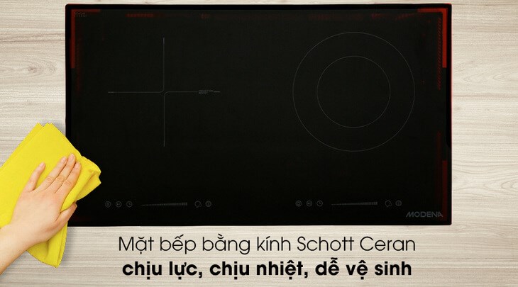 Mặt bếp từ được làm từ các loại kính Ceramic cao cấp giúp chịu lực, chịu nhiệt tốt