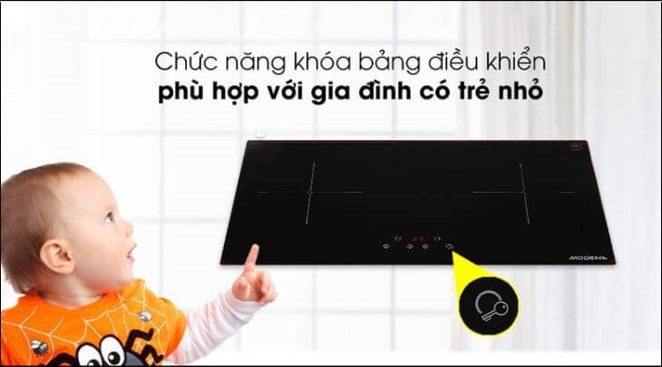 Tính năng khóa bảng điều khiển được tích hợp vào bếp sẽ đảm bảo an toàn tốt hơn cho người dùng, gia đình có trẻ nhỏ