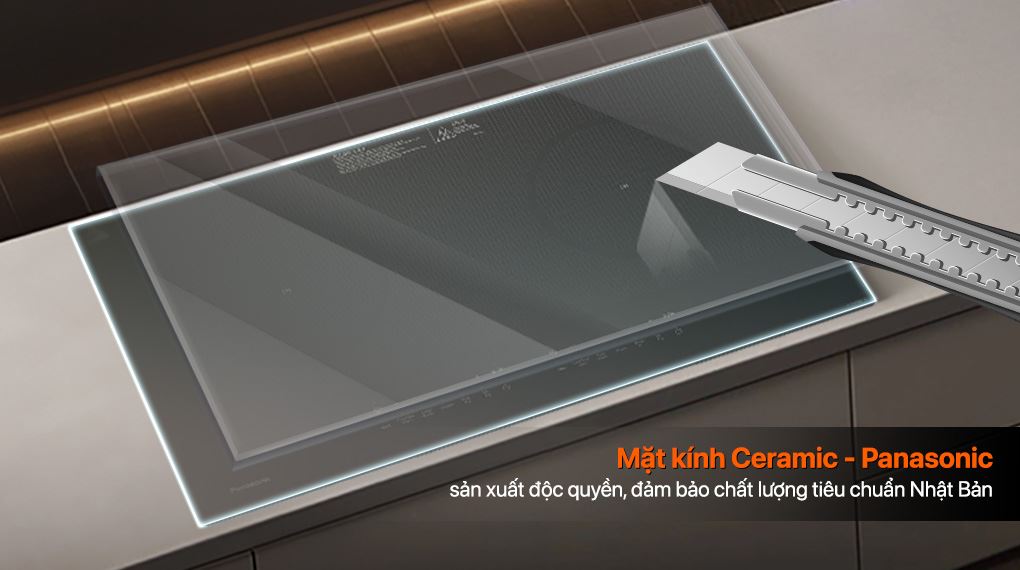 Bếp từ đôi lắp âm Panasonic KY-H1WZ70KRA mặt bếp sử dụng kính Ceramic cao cấp chịu nhiệt, chịu lực tốt và dễ dàng vệ sinh sau khi nấu