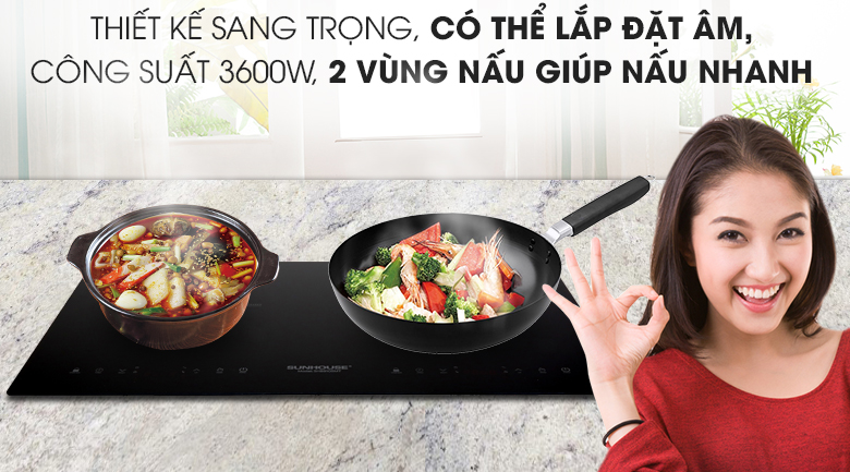 Bếp từ hồng ngoại lắp âm Sunhouse SHB9105MT với thiết kế theo phong cách Tây Ban Nha, sang trọng, thời thượng
