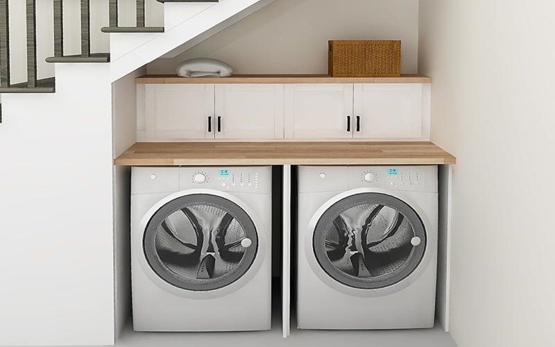 Đặt máy giặt ở góc chân cầu thang