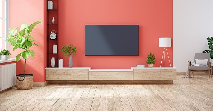 chọn màu kệ tivi phù hợp với màu sắc phong khách