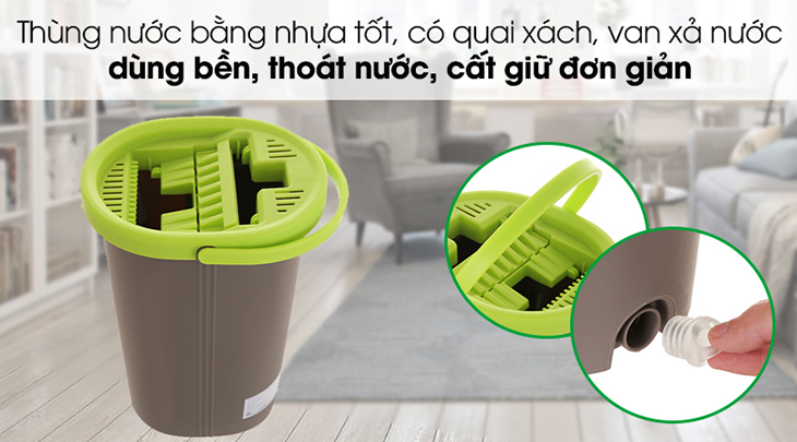 Bộ lau nhà Hommy BH-M950A có thùng nước bằng nhựa tốt