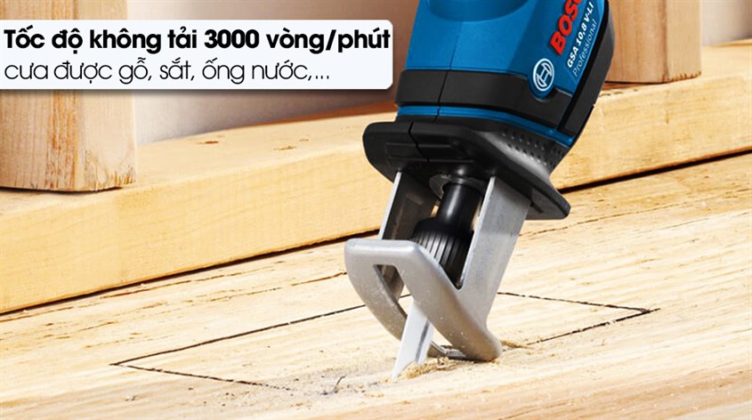 Máy cưa Bosch này sở hữu tốc độ không tải 3000 vòng/phút tăng năng suất làm việc.