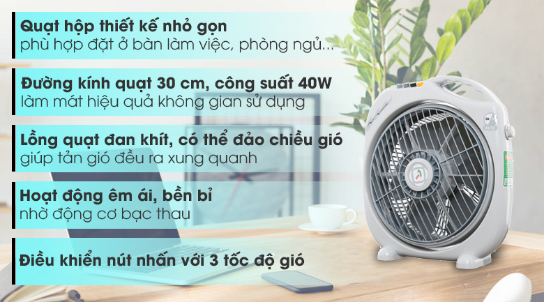 Quạt hộp Asia F12001 thiết kế an toàn cho trẻ nhỏ