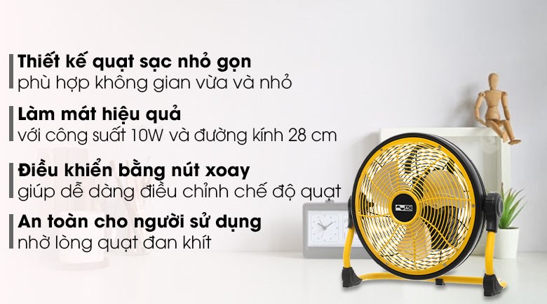 Quạt sạc AC ARF01D113 10W tiện lợi khi mất điện