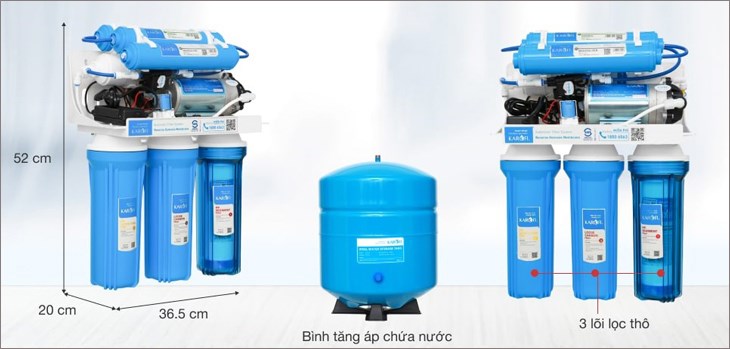 Bình chứa trên máy lọc nước Karofi Karofi KAQ-U95 giúp duy trì áp lực nước ổn định, tránh gây lãng phí nước
