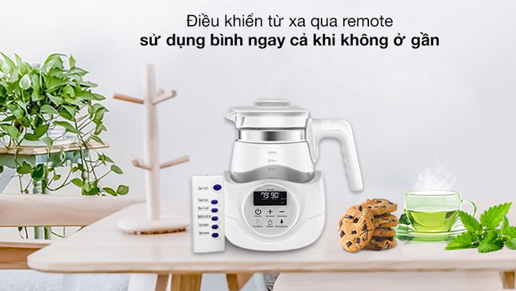 Bình đun siêu tốc Bonbébé được trang bị thêm remote giúp điều khiển từ xa