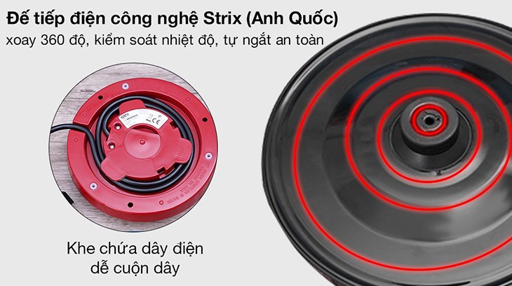 Bình đun siêu tốc Delonghi được trang bị đế tiếp điện công nghệ Strix Anh Quốc