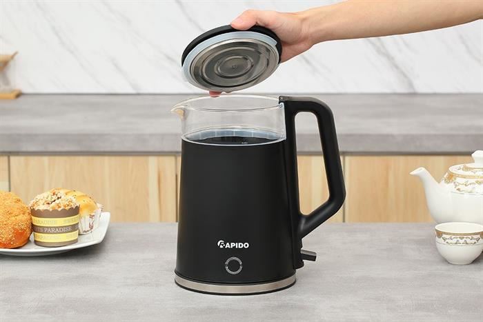Bình đun siêu tốc Rapido 1.8 lít RK1816-G có công suất 1600W mạnh mẽ