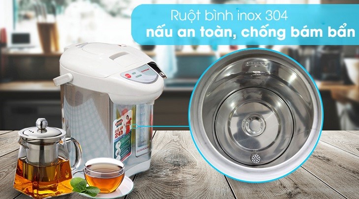 Bình thủy điện Sunhouse SHD1533 3.3 lít có ruột bình làm bằng inox 304, đảm bảo an toàn cho sức khỏe người dùng