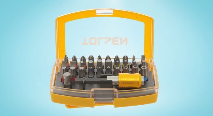Bộ vặn vít Tolsen 20370 (32 chi tiết) có thể lắp đặt với nhiều đầu tua vít khác nhau