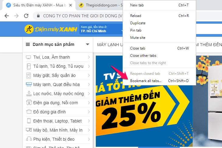 Cách sử dụng bookmark trên trình duyệt Chrome - Cách 1