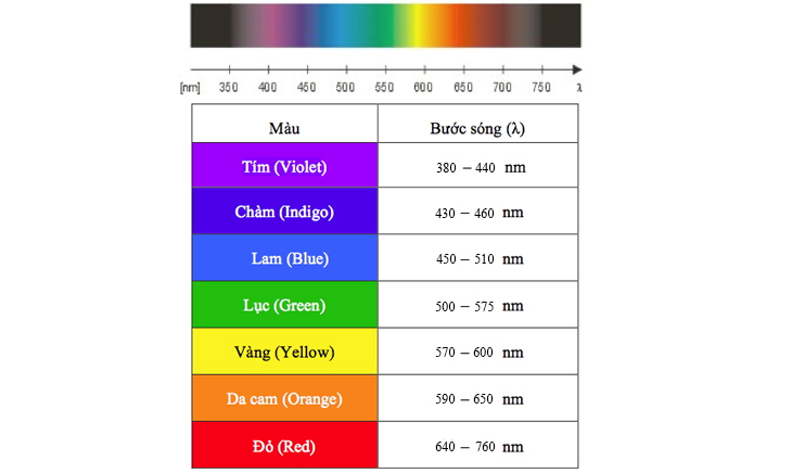 Bước sóng mà mắt thường có thể nhìn thấy được