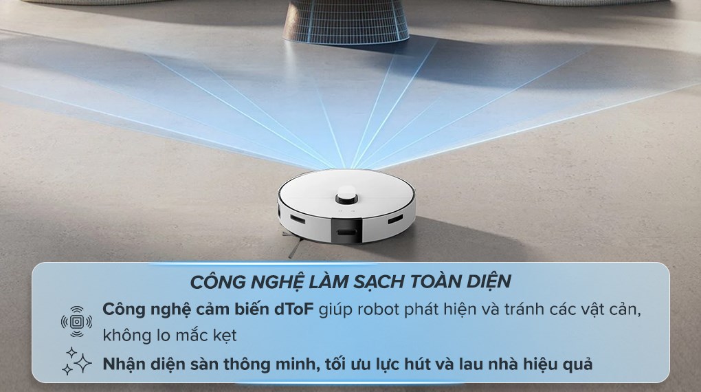 Robot hút bụi lau nhà Samsung VR7MD96514G/SV tích hợp công nghệ điều hướng thông minh dToF LiDAR nhận diện vật cản, chống rơi và va chạm khi di chuyển