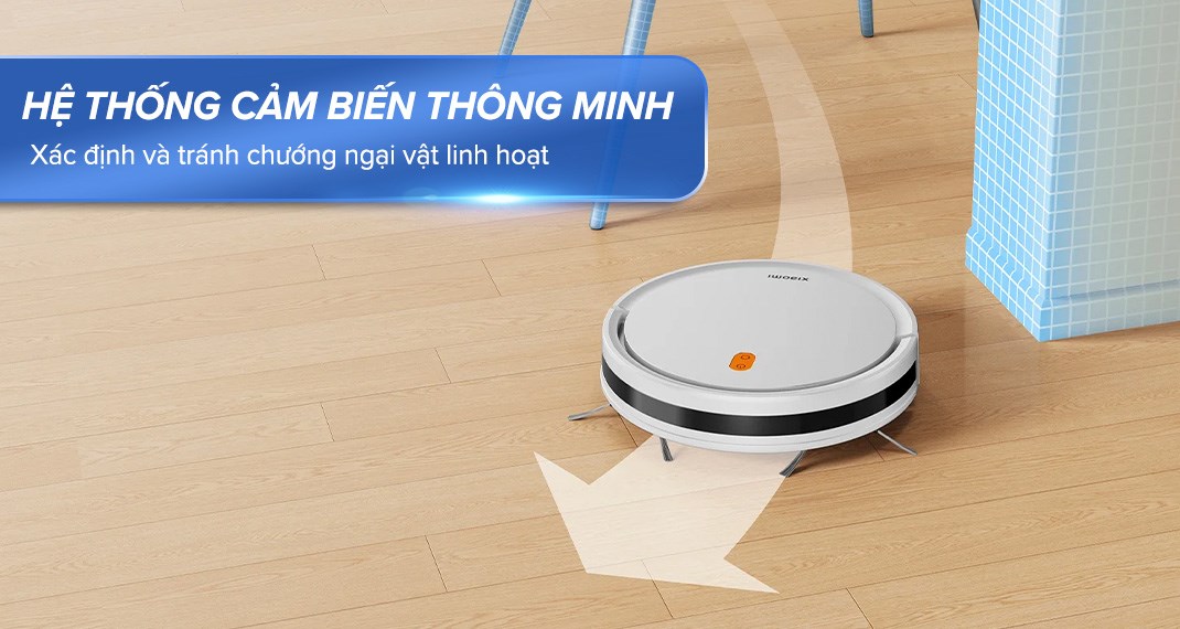Robot hút bụi lau nhà Xiaomi Vacuum E5 trang bị cảm biến chống va chạm, rơi rớt, tự động quay về đế sạc khi hết pin