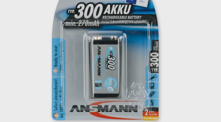 Pin 300 - 350 mAh có hình chữ nhật dẹt, dáng trụ dài