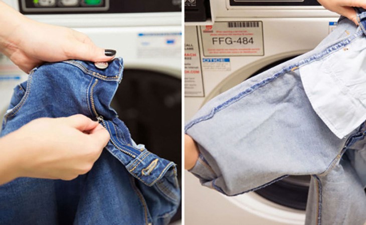 Không kéo khóa quần áo trước khi giặt
