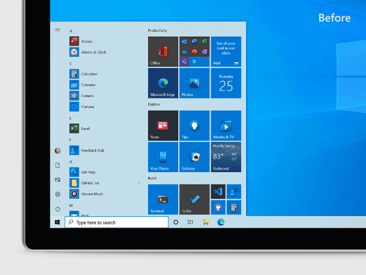 Start Menu sẽ có giao diện mới đồng bộ với các icons mới của Windows 10