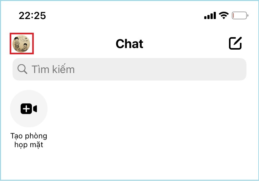 Bấm vào biểu tượng ảnh đại diện bên trái ứng dụng