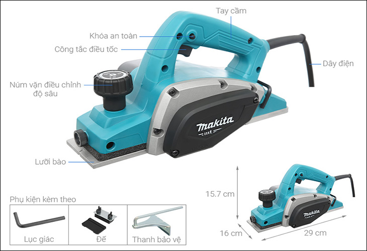 Máy bào gỗ Makita M1902B 580W có đầy đủ hướng dẫn từ nhà sản xuất