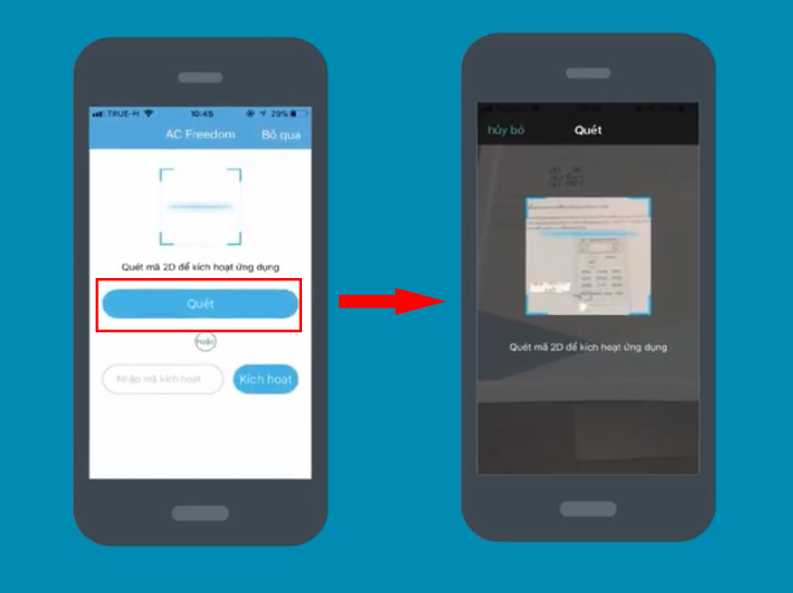 Quét mã QR code trên sách hướng dẫn sử dụng
