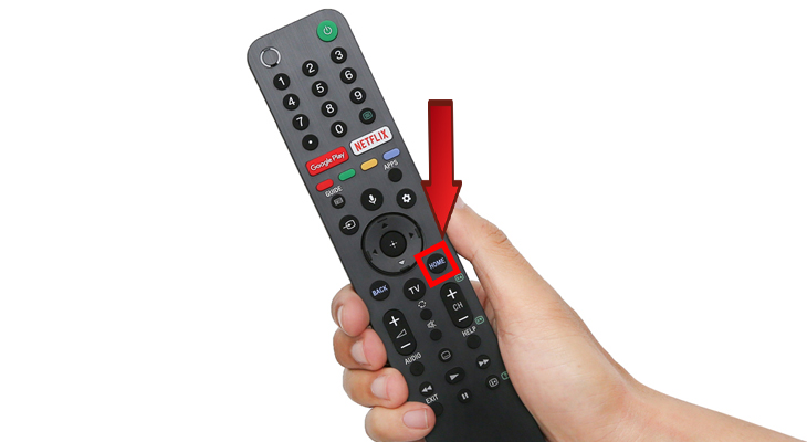Bấm nút home để trở về màn hình chính trên tivi