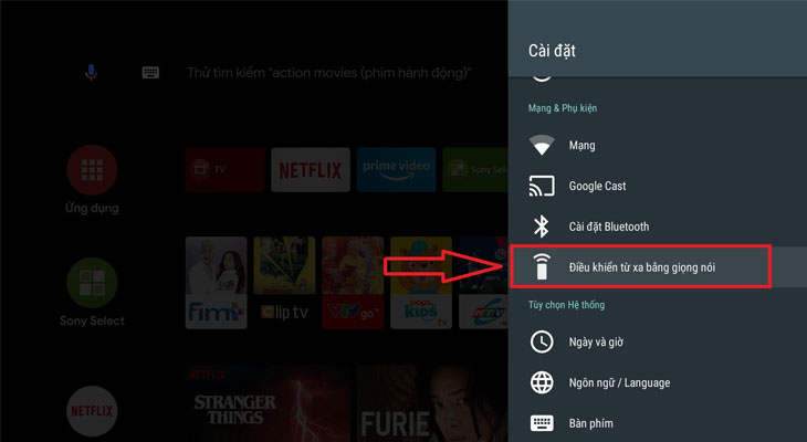 Chọn Điều khiển từ xa bằng giọng nói