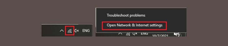 Chọn Open Network and Sharing Center