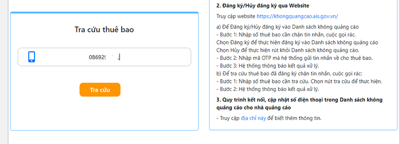 Bước 2: Kéo xuống và chọn mục Tra cứu thuê bao và nhập số điện thoại vào.