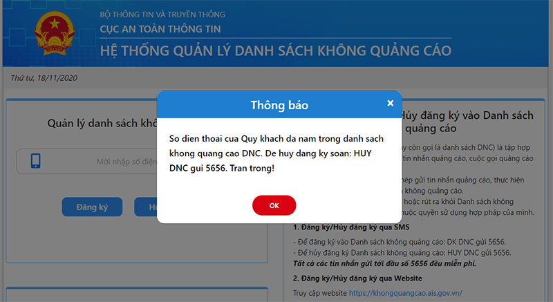 Ngay lập tức bạn sẽ nhận được thông báo chi tiết