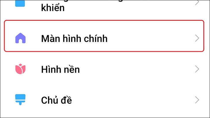 Chọn Màn hình chính