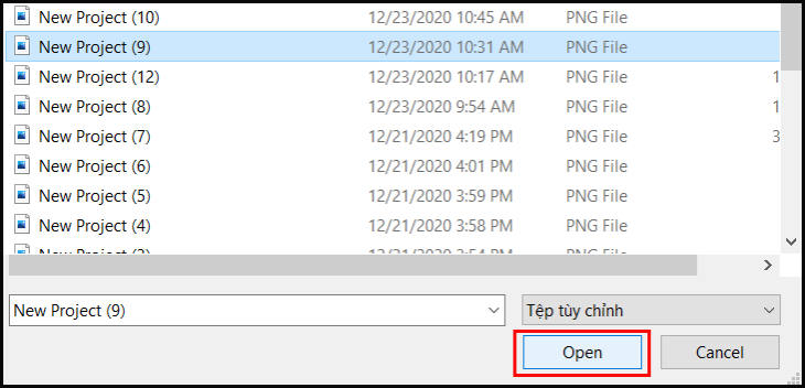 Chọn file ảnh trên máy tính