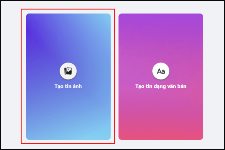 Nhấn vào tạo tin ảnh