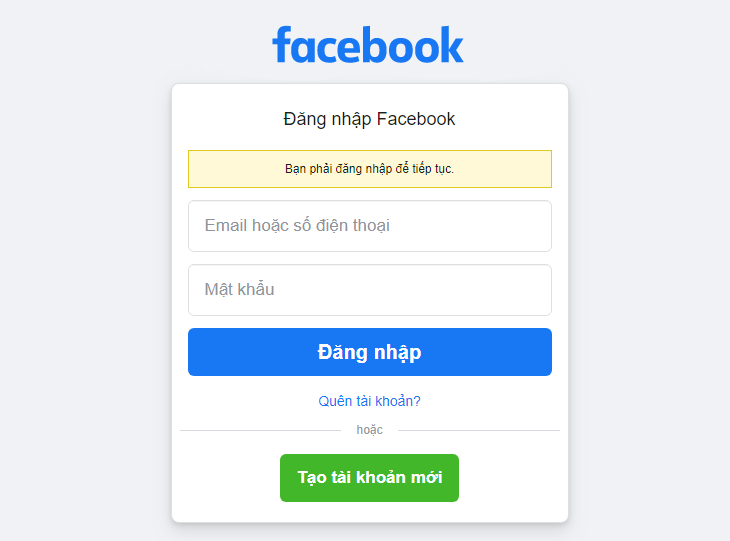 Đăng nhập tài khoản facebook và nhấn Tiếp tục