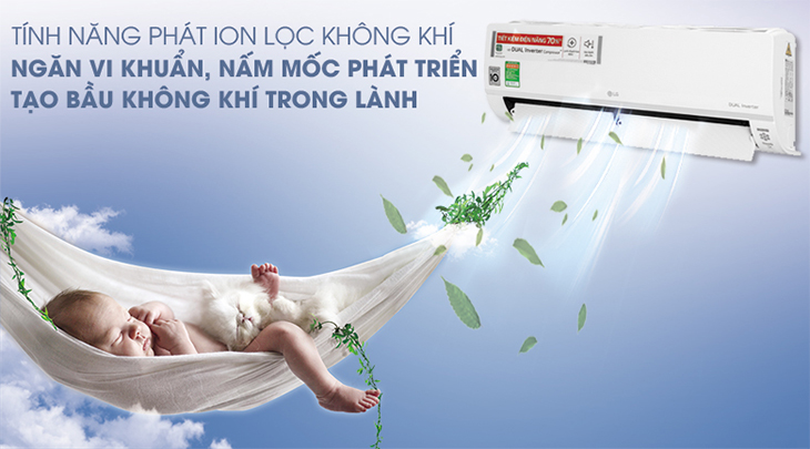 Tạo ion lọc không khí của Máy lạnh LG Inverter 1.5 HP V13API1