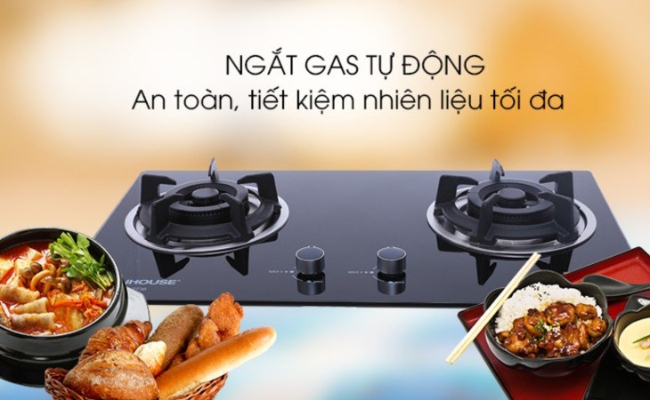 Bếp ga âm Sunhouse SHB7736 được trang bị tính năng ngắt gas tự động giúp kéo dài tuổi thọ thiết bị