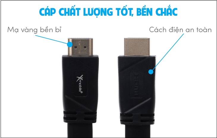Cáp HDMI 2.0 Dẹt 2m Xmobile DS135-2TB Đen