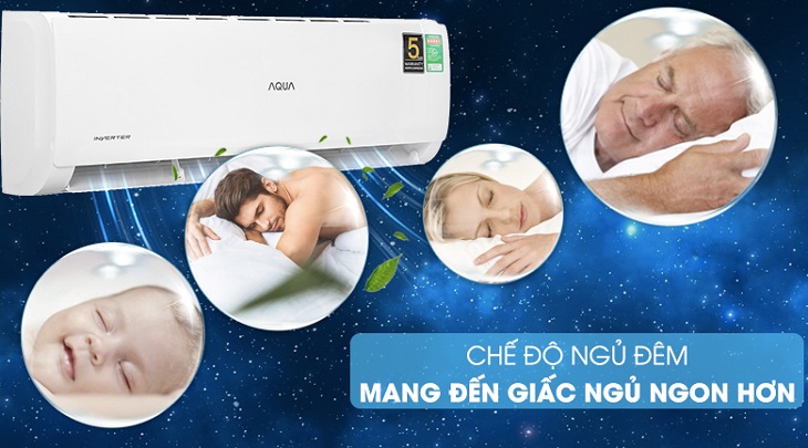 Điều hòa Aqua Inverter 1.5 HP AQA-KCRV13TK sở hữu chế độ ngủ đêm mang giấc ngủ ngon