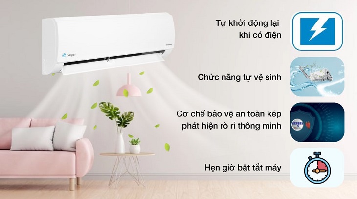 Điều hòa Casper Inverter 1 HP IC-09TL32 hỗ trợ tính năng hẹn, tắt giờ giúp bạn chủ động hơn khi sử dụng và tiết kiệm điện năng