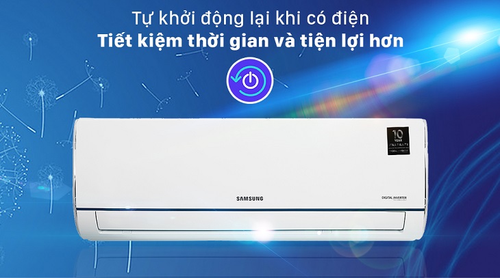 Điều hòa Samsung Inverter 1.5 HP AR12TYHQASINSV tự khởi động lại khi có điện giúp sử dụng tiện lợi hơn