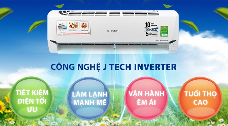 Điều hòa Sharp Inverter 1 HP AH-X9XEW sở hữu công nghệ Inverter tiết kiệm điện, hoạt động êm ái và bền bỉ