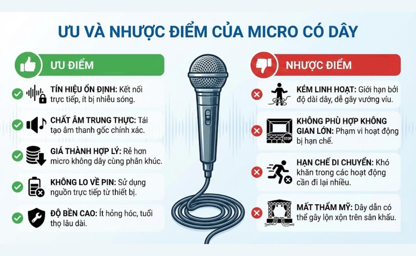 Ưu và nhược điểm micro có dây