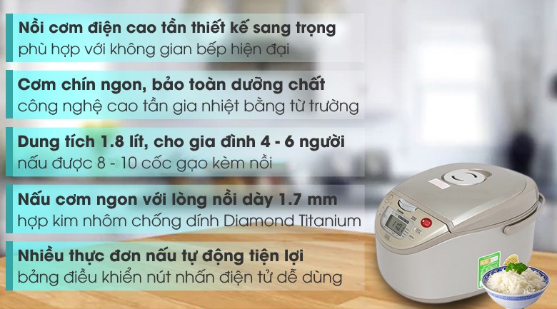 Nồi cơm điện tử Toshiba 1 lít RC-10NMFVN(WT) đến từ thương hiệu nổi tiếng Toshiba